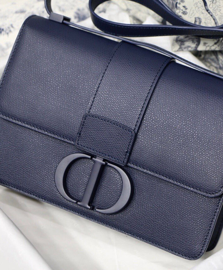 Christian Dior 30 Montaigne Calfskin Bag Dark Blue